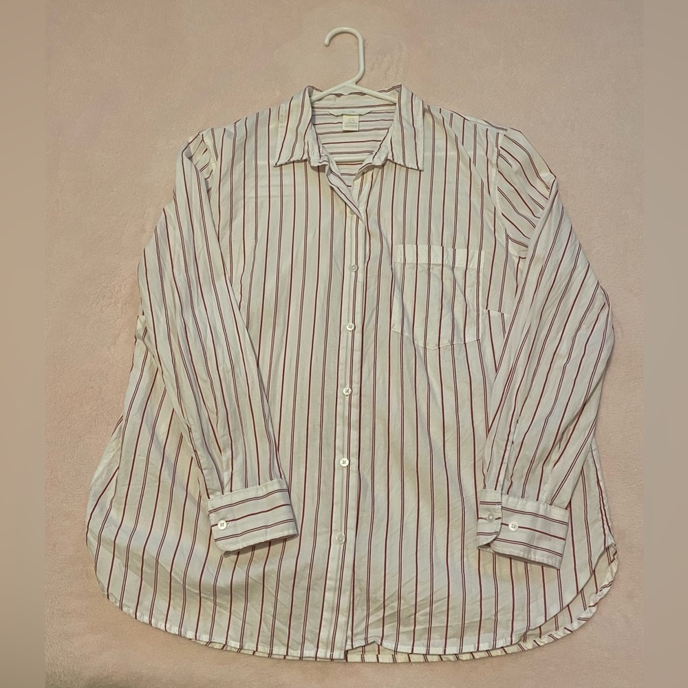 NWOT H&M Button Down Red Striped Shirt - Size 12